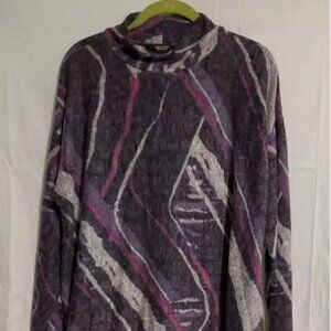 NWT  Simply Vera Vera Wang Funnel Neck Cozy Top, XL, Multi Color, (WC38)